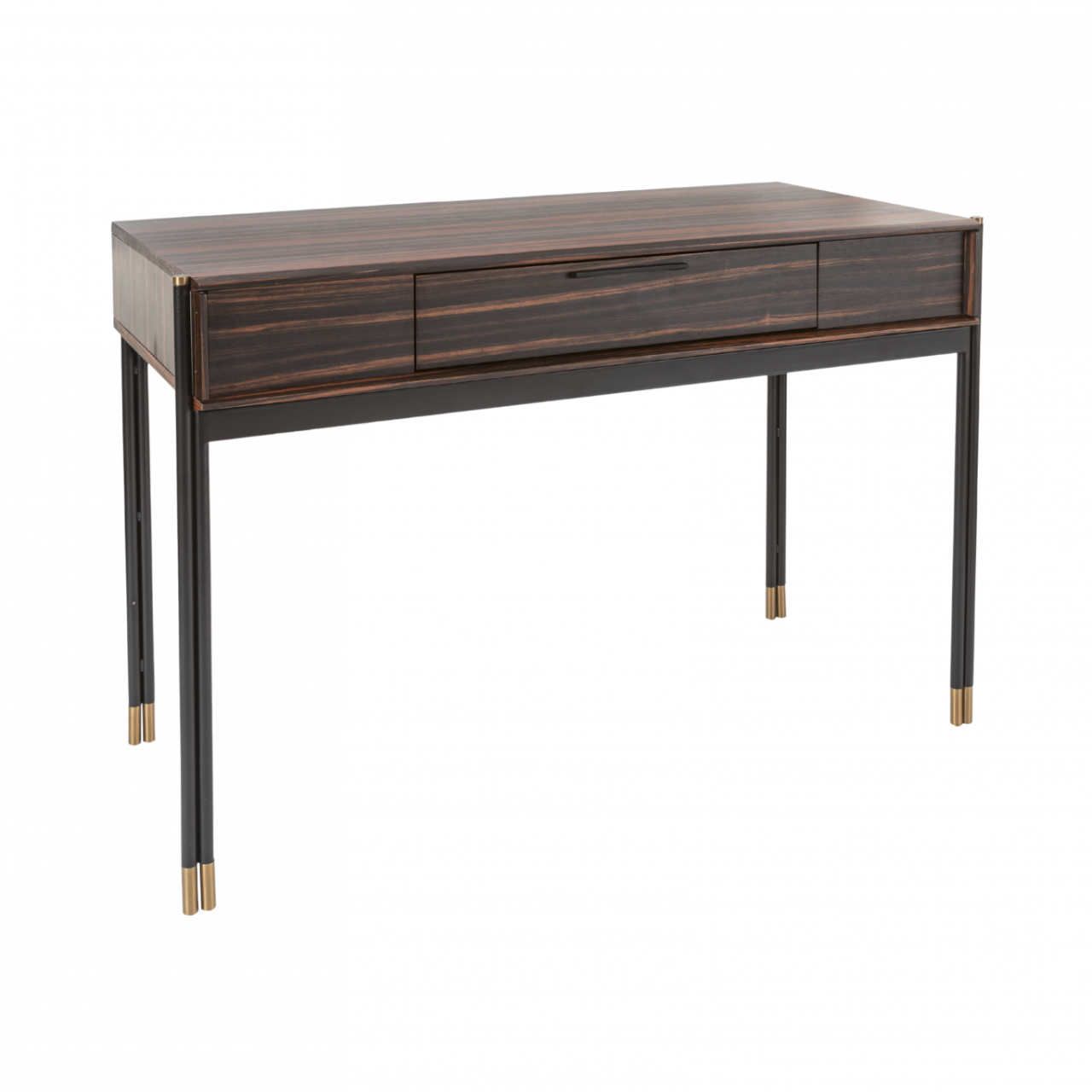 Bali Ebony Brown Wood & Gold Desk